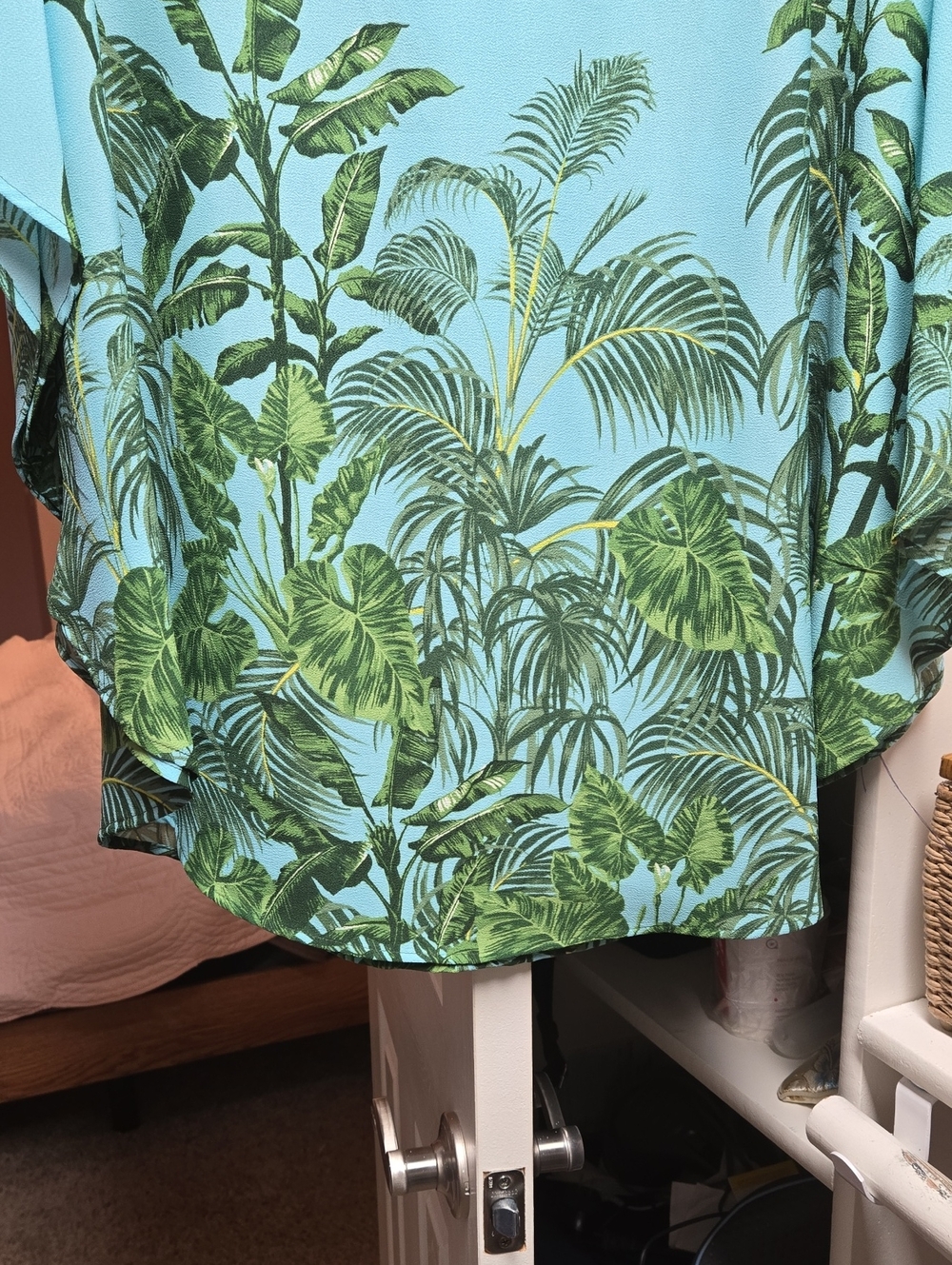 Ruby Rd. Light Blue Tunic with Green Tropical Leaf Print - Picture 4 of 4